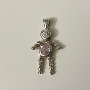 Silver Tone Birthstone Babies October Charm Pendant